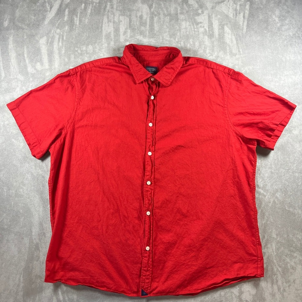 UNTUCKit Briscoe Mens 3XL Red Short Sleeve Button Down 100% Cotton Shirt